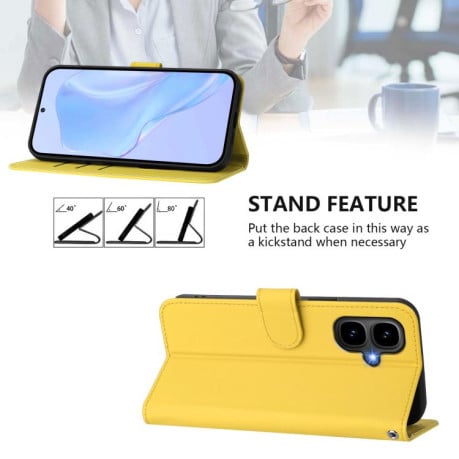 Чехол-книжка с мягким покрытием (Skin Feel) со шнурком на Infinix Smart 10 4G - желтый
