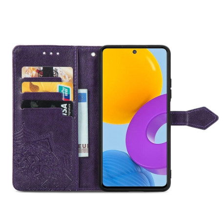 Чехол-книжка Mandala Embossing Pattern на Samsung Galaxy M52 5G - фиолетовый