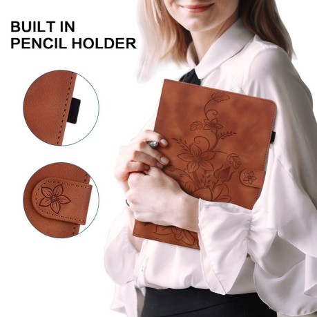 Чохол-книжка Lily Embossed Leather для Xiaomi Pad 7/Pad 7 Pro - коричневий