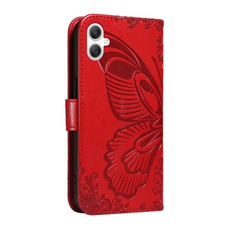 Чехол-книжка Swallowtail Butterfly Embossed Leather на Samsung Galaxy A07 5G - красный