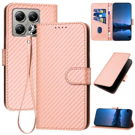 Чехол-книжка Carbon Fiber Texture на Xiaomi 15T 5G - розовый