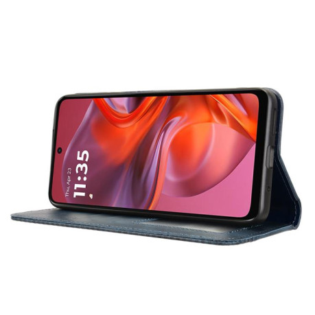 Чехол-книжка Magnetic Buckle Retro Crazy Horse Texture на Motorola Moto G05 / E15 4G - синий