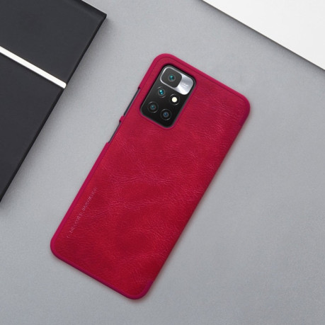 Кожаный чехол-книжка Nillkin Qin Series для Xiaomi Redmi 10 Prime / 10 - красный