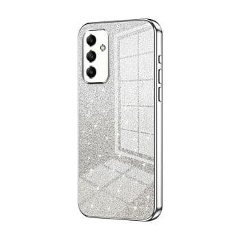 Ударозащитный чехол Gradient Glitter Powder Electroplated на Samsung Galaxy A05s - серебристый