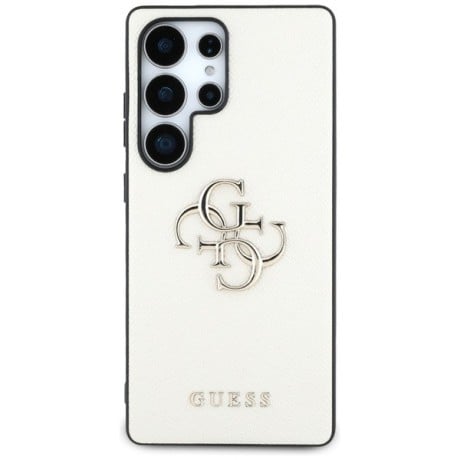 Оригинальный чехол Guess Grained Big 4G Logo Small Classic Logo для Samsung Galaxy S25 Ultra - Gray