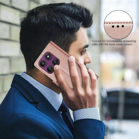 Чехол-книжка Litchi Texture RFID Anti-theft Leather для Motorola Edge 60 Pro - золотой