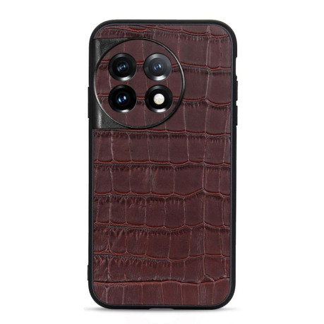 Противоударный чехол Crocodile Texture для OnePlus 11R / Ace 2 - коричневый