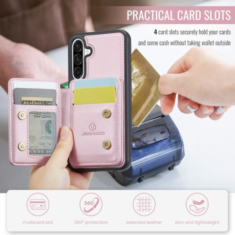 Чехол JEEHOOD J05 Business Magnetic Style RFID Leather для Samsung Galaxy A36 - розовый