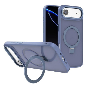 Противоударный чехол Kalebol Metal Lens Frame MagSafe Holder Frosted для iPhone Air - голубой