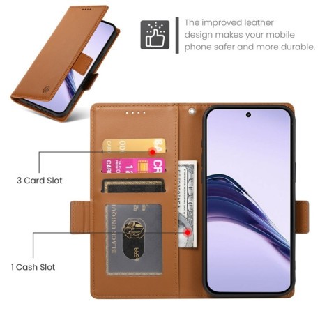 Чехол-книжка Side Buckle Magnetic Frosted Leather для Realme 13 Pro / 13 Pro+ Global - коричневый