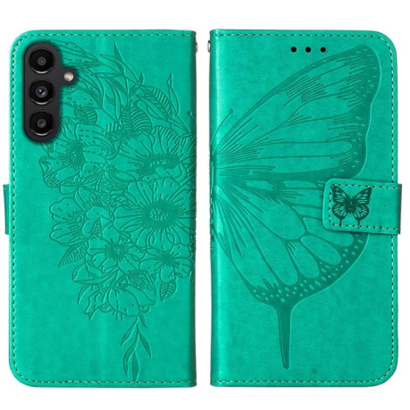 Чехол-книжка Embossed Butterfly для Samsung Galaxy A15 - зеленый