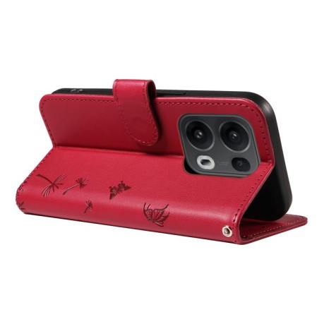 Чехол-книжка Dandelion Embossed Pattern Flip Leather для OPPO Reno13 Pro Global - красный