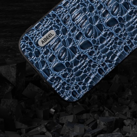 Чехол ABEEL Genuine Leather Canopy Black Edge Phone Case для iPhone 15 - синий