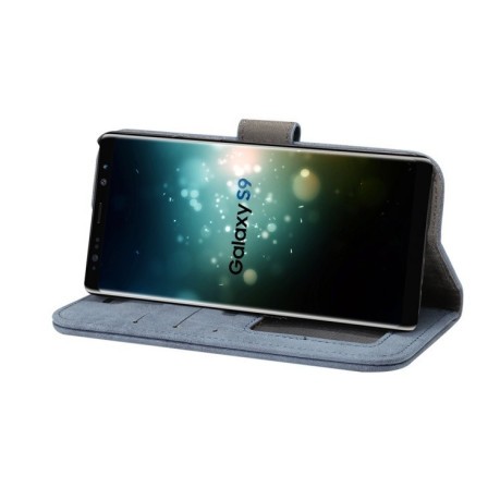 Кожаный чехол-книжка на Samsung Galaxy S9/G960 Sheep Bar Material  со слотом для кредитных карт синий