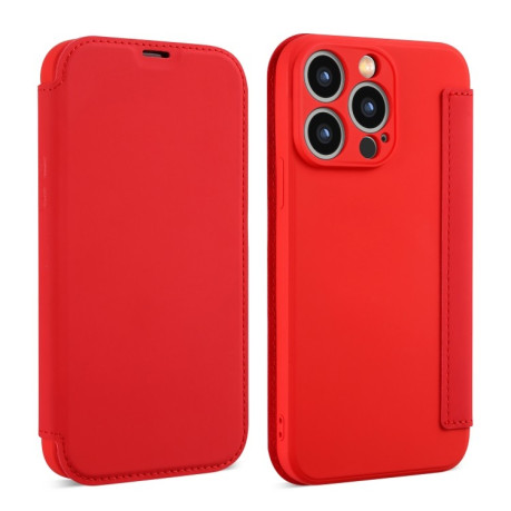 Чехол-книжка Liquid Skin Feel Leather для iPhone 16 Pro Max - красный