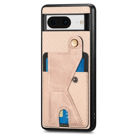 Протиударний чохол Carbon Fiber Wallet Flip Card K-shaped Holder для Google Pixel 8 - хакі
