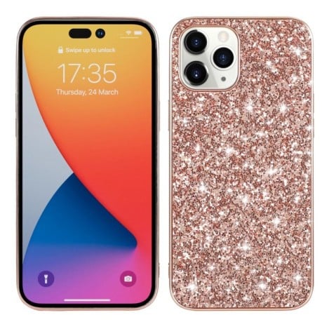Ударозахисний чохол Glittery Powder на iPhone 14 Pro Max - рожеве золото