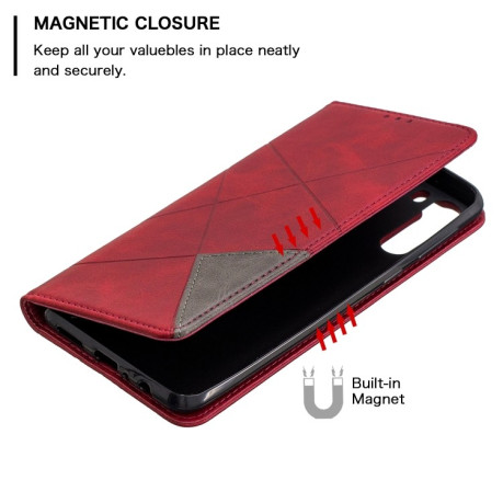 Чехол-книжка Rhombus Texture на Samsung Galaxy A21- красный