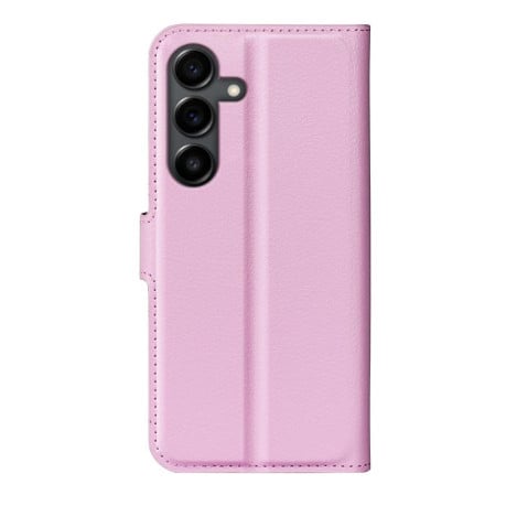 Чохол-книжка з фактурою Litchi та магнітним хлястиком на Samsung Galaxy S25 FE 5G - рожевий