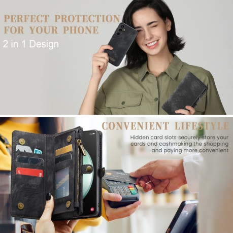 Чехол-кошелек CaseMe 008 Series Zipper Style на Samsung Galaxy S23 FE - черный