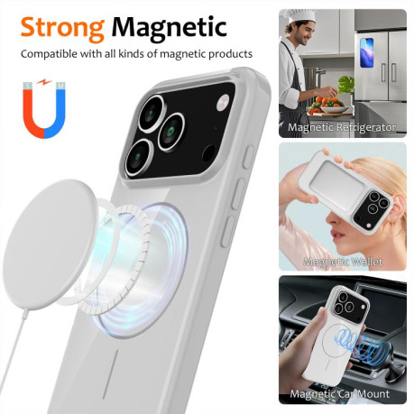 Противоударный чехол Glossy TPU Shockproof MagSafe на iPhone 17 Pro Max - белый