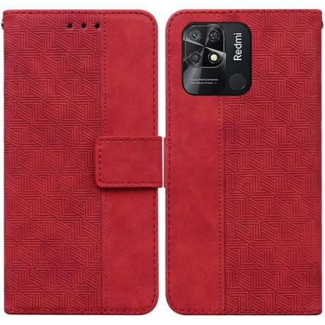 Чохол-книжка Geometric Embossed для Xiaomi Poco C40/Redmi 10c - червоний