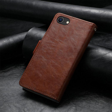 Чохол-книжка CaseNeo Splicing Dual Magnetic Buckle Leather для iPhone 16e - коричневий
