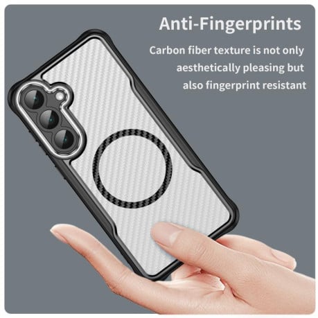 Чехол Carbon Fiber с MagSafe Translucent на Samsung Galaxy S25 FE 5G - черный