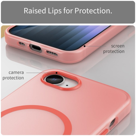 Противоударный чехол MagSafe Frosted Translucent TPU + PC для iPhone 16e - красный