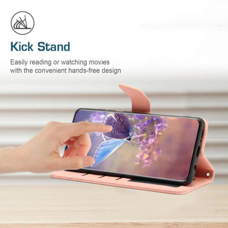 Чехол-книжка Embossed Butterfly для Samsung Galaxy M16 5G - розовый