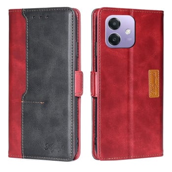 Чехол-книжка с магнитной застежкой и контрастной отделкой на OPPO A3/A3x/A40m - Red + Black