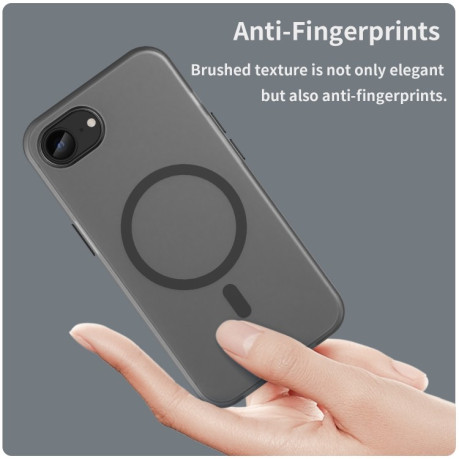Противоударный чехол MagSafe Frosted Translucent TPU + PC для iPhone 16e - черный