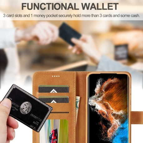 Чохол книжка LCIMEEKE Calf Texture  для Samsung Galaxy S25+ 5G - коричневий