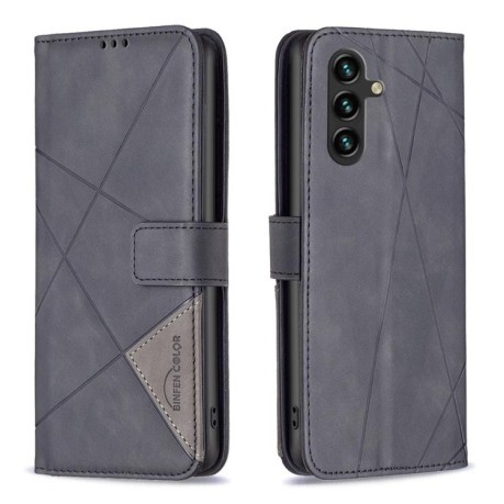 Чехол-книжка с фактурой Rhombus и магнитным хлястиком на на Samsung Galaxy M16 5G / F16 5G - черный