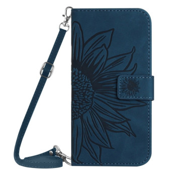 Чехол-книжка Skin Feel с рисунком подсолнуха на Xiaomi Redmi Note 12 Pro+/Note 12 Explorer - синий