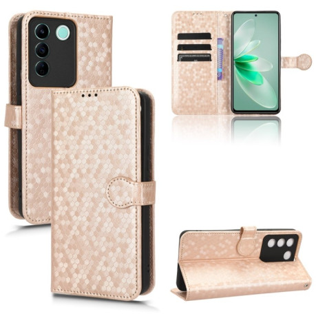 Чехол-книжка Honeycomb Dot для Vivo V27e / S16e - золотой
