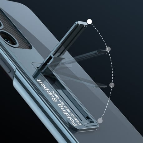 Противоударный чехол GKK Electroplating with Holder для Samsung Galaxy S23+ 5G - черный