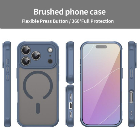 Противоударный чехол Fan Dun Series TPU Hybrid PC Frosted Magsafe для iPhone 17 Pro - синий