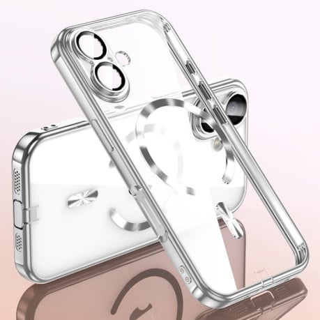 Чехол Plating Paint с MagSafe и защитой камеры на iPhone 17 - серебристый