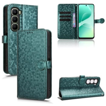 Чохол-книжка з фактурою Honeycomb Dot та магнітним хлястиком на Infinix Hot 60i 4G / Hot 60 5G - зелений