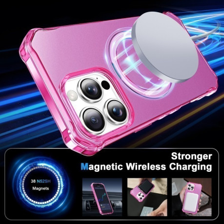 Протиударний чохол Solid Color Wave MagSafe Holder для iPhone 16 Pro – пурпурно-червоний