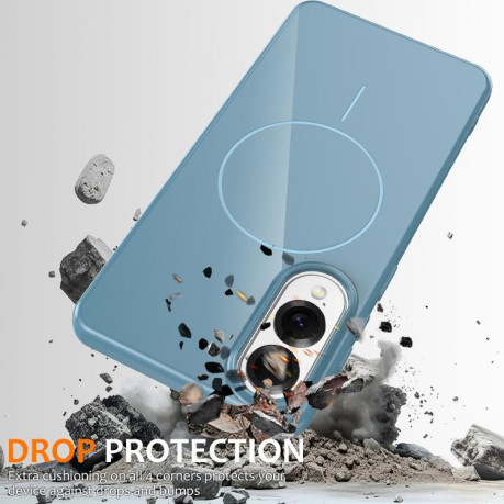 Протиударний чохол Glossy TPU Shockproof MagSafe для Samsung Galaxy S25 Edge 5G - синій