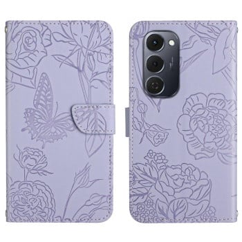 Чехол-книжка Skin Feel Butterfly Embossed на Tecno Spark 40 Pro+ 4G — фиолетовый