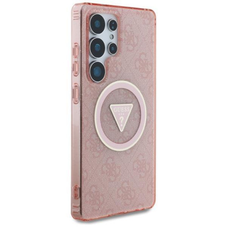 Оригінальний чохол Guess 4G Glitter Triangle Buttons для Samsung Galaxy S25 Ultra - pink