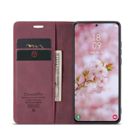Чехол CaseMe-013 Multifunctional на Samsung Galaxy S22 - винно-красный
