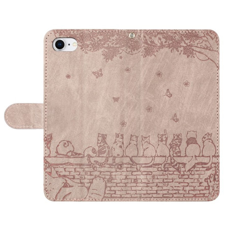 Чохол-книжка Cat Embossing Pattern на iPhone 16e - сірий
