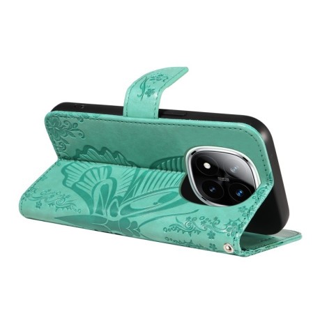 Чехол-книжка Swallowtail Butterfly Embossed Leather для Xiaomi Redmi Note 14 Pro / 14 Pro+ 5G - зеленый