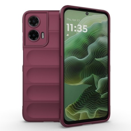 Силиконовый чехол Magic Flannel для Motorola Moto G35 5G Global - винно-красный