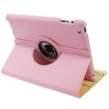 Кожаный Чехол 360 Degree Rotatable Sleep / Wake-up розовый для iPad 4/ 3/ 2