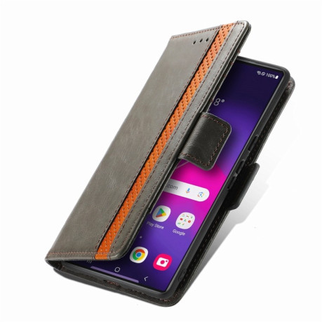Чехол-книжка CaseNeo Splicing Dual Magnetic Buckle Leather для Samsung Galaxy S24 Ultra 5G - серый